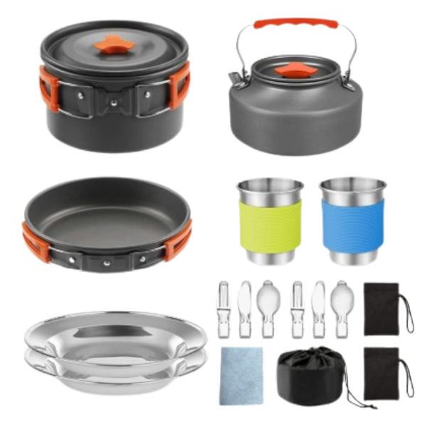 CampFire Cuisine - 17-delige pannen en servies campingset - Design & Dine