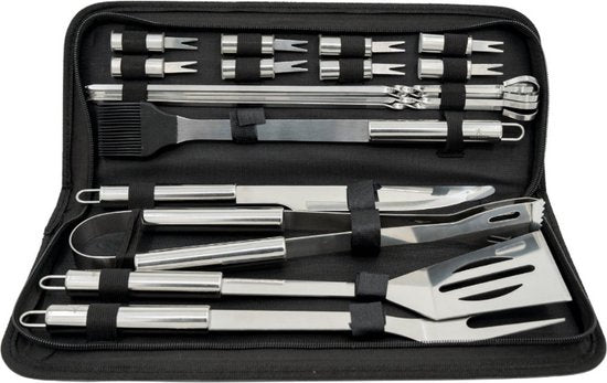 18-delige set - Roestvrijstaal BBQ gereedschap - Design & Dine