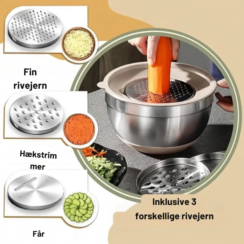 Deksela GripBowls multifunktionelt skålesæt i rustfrit stål