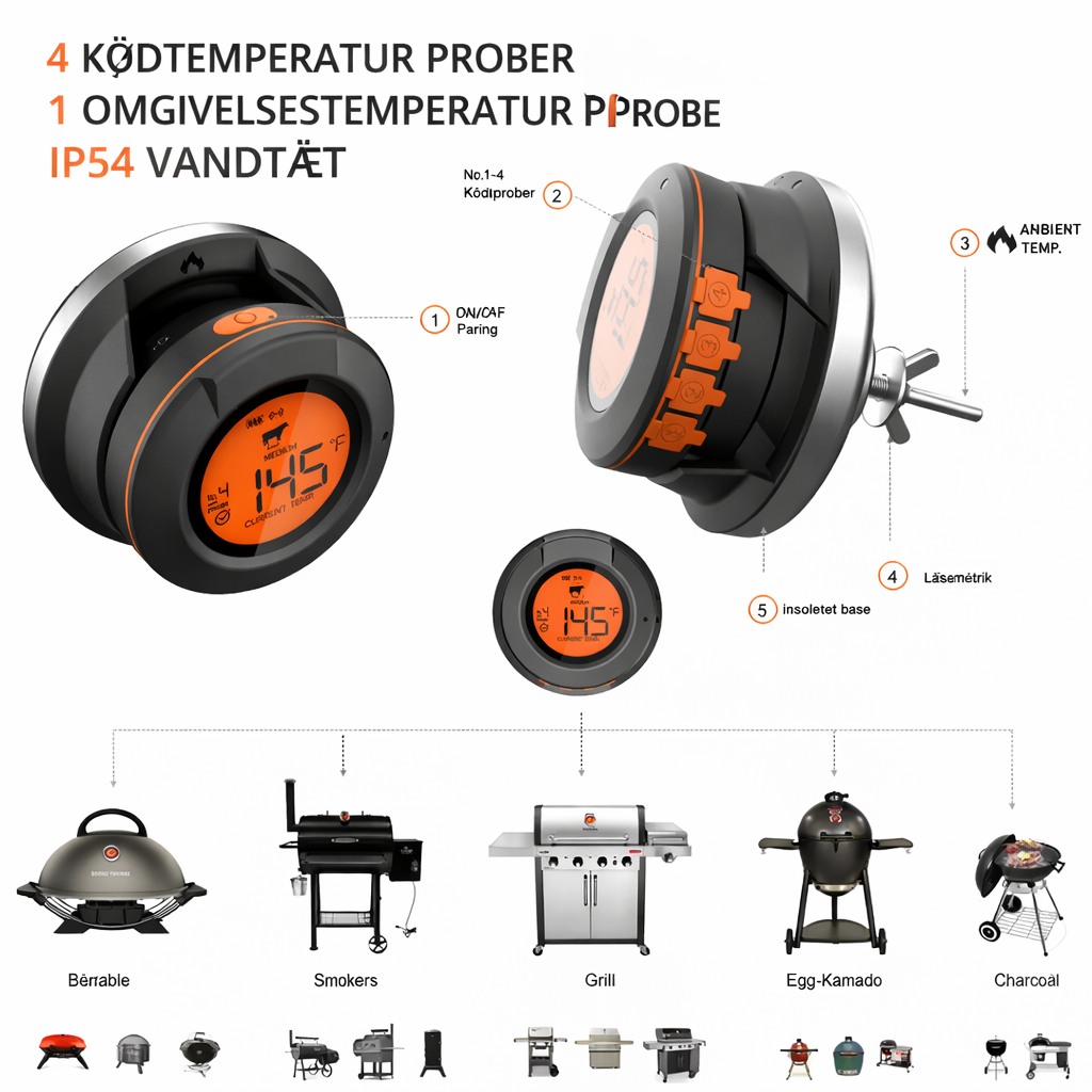 Ai BBQ temperaturmåler + Gratis mobilapp