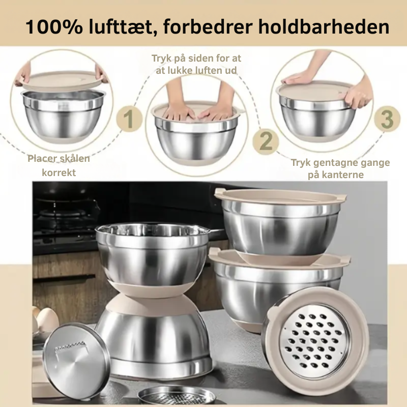 Deksela GripBowls multifunktionelt skålesæt i rustfrit stål