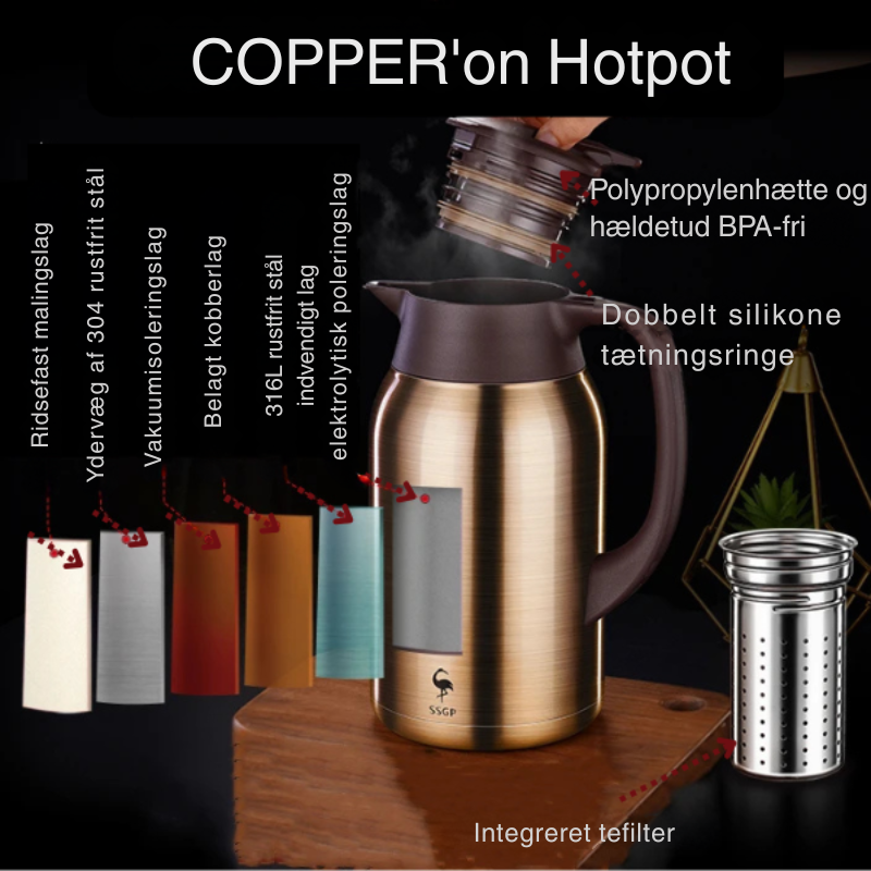 COPPER'on Hotpot - 48 timers+ isolering - Inkl. integreret tesigte