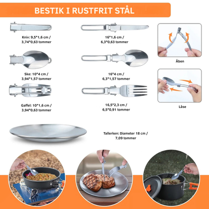 CampFire Cuisine - 17-delt gryde- og service-campingsæt