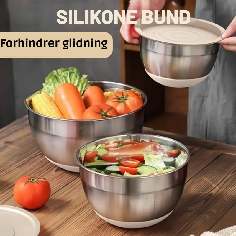 Deksela GripBowls multifunktionelt skålesæt i rustfrit stål