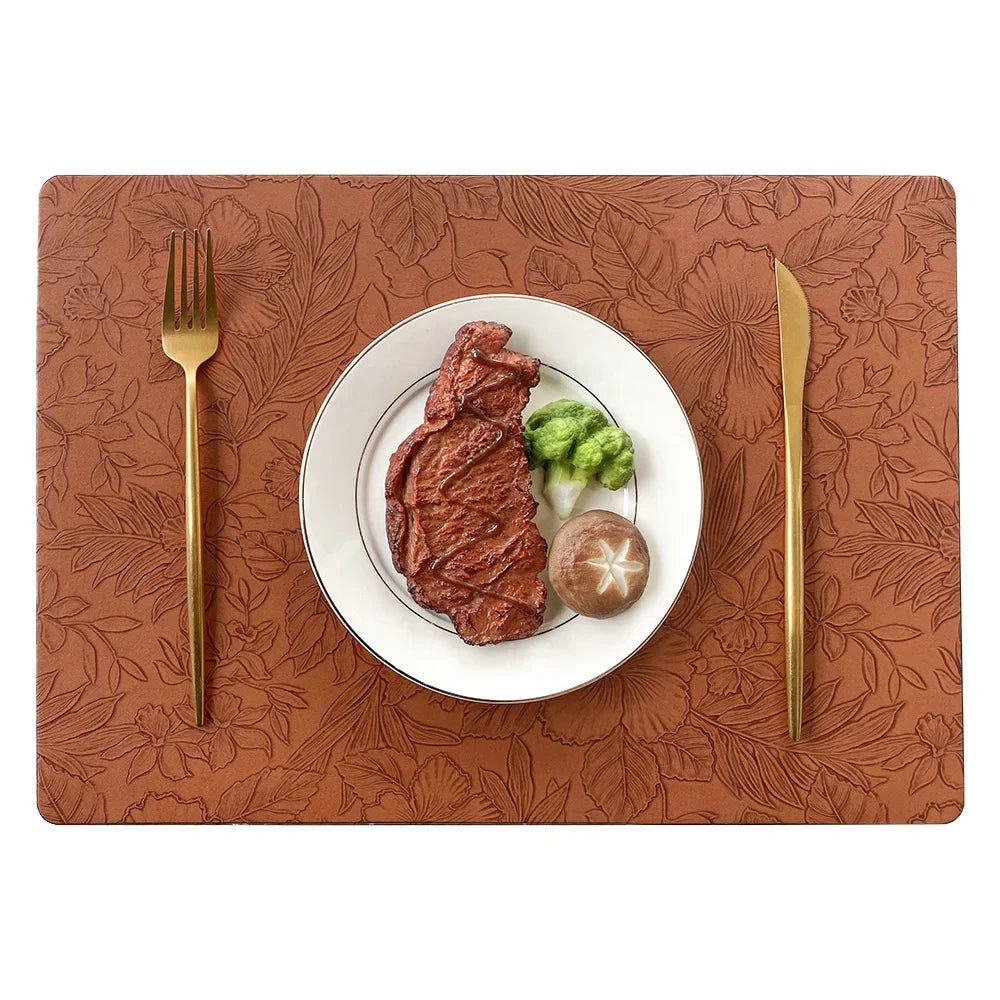 PU-leren placemats met bloemenprint – Verkrijgbaar in 5 kleuren - Design & Dine