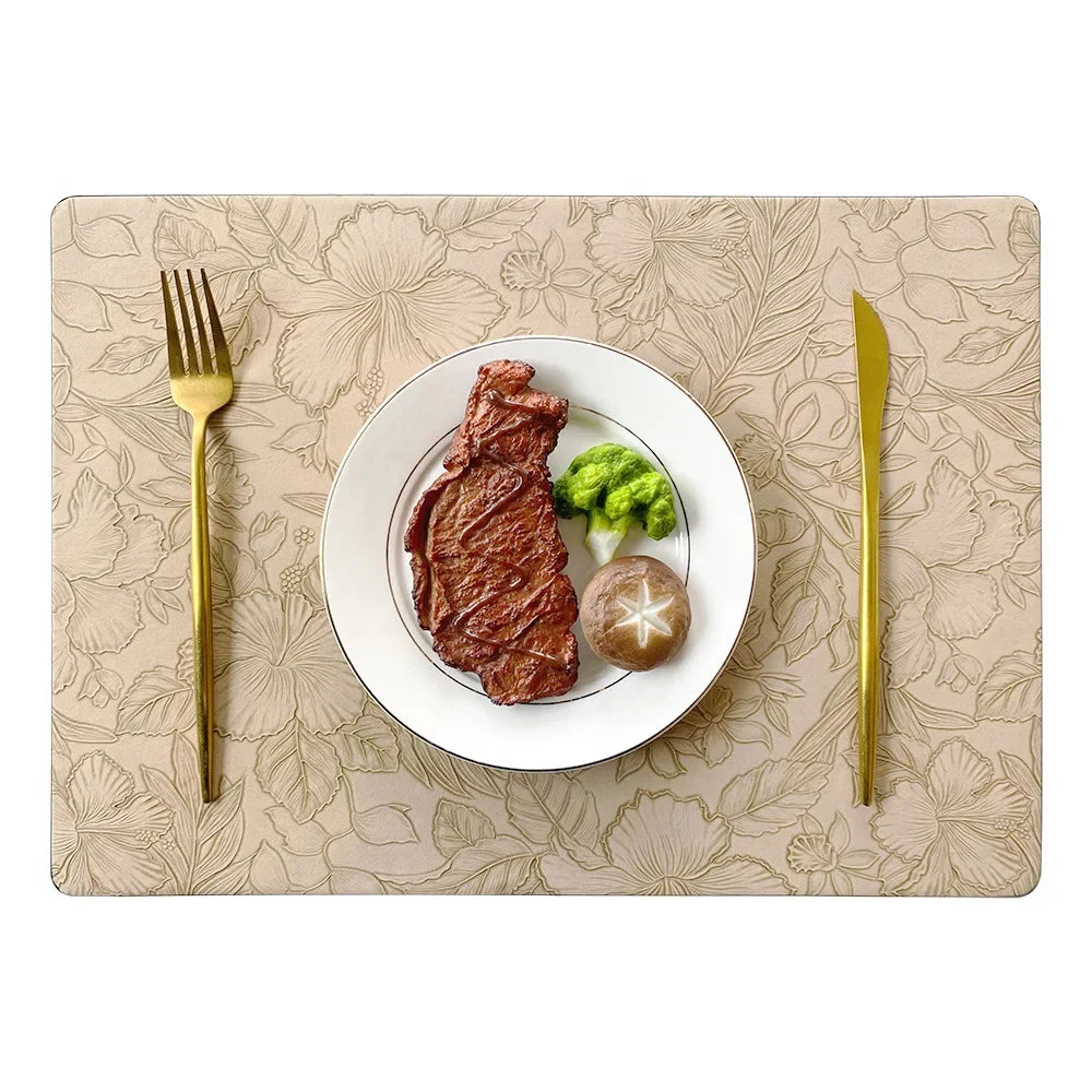 PU-leren placemats met bloemenprint – Verkrijgbaar in 5 kleuren - Design & Dine