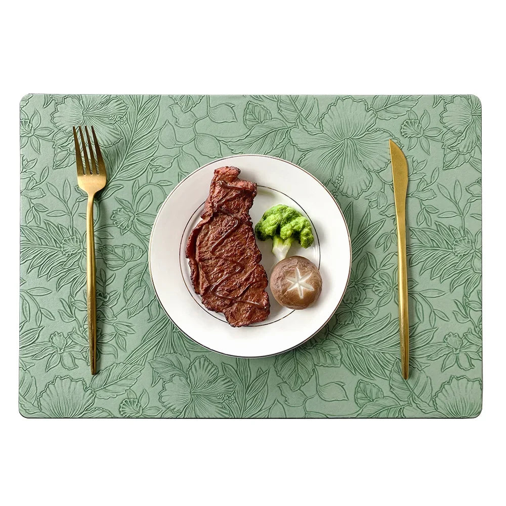 PU-leren placemats met bloemenprint – Verkrijgbaar in 5 kleuren - Design & Dine