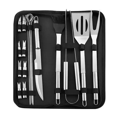 18-delige set - Roestvrijstaal BBQ gereedschap - Design & Dine